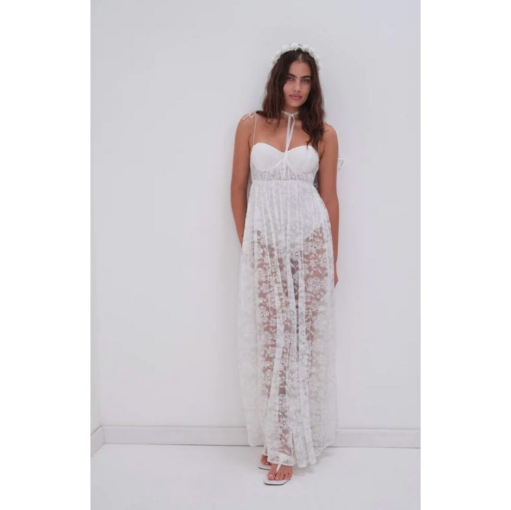 🍋For Love & Lemons Lorena White Lace Maxi Dress - Picture 14 of 16